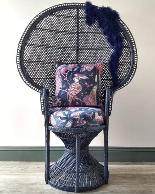 Navy Painted Vintage Peacock Chair