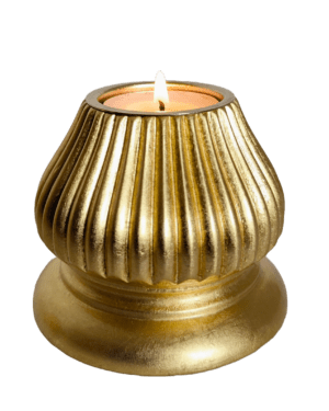handmade gold fluted tea light holder