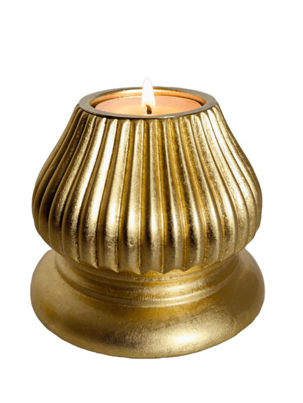 handmade gold fluted tea light holder