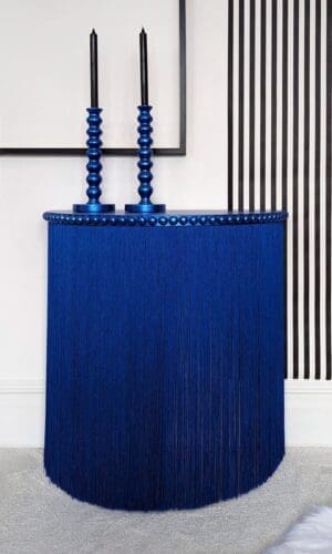 Delphine royal blue fringed console table