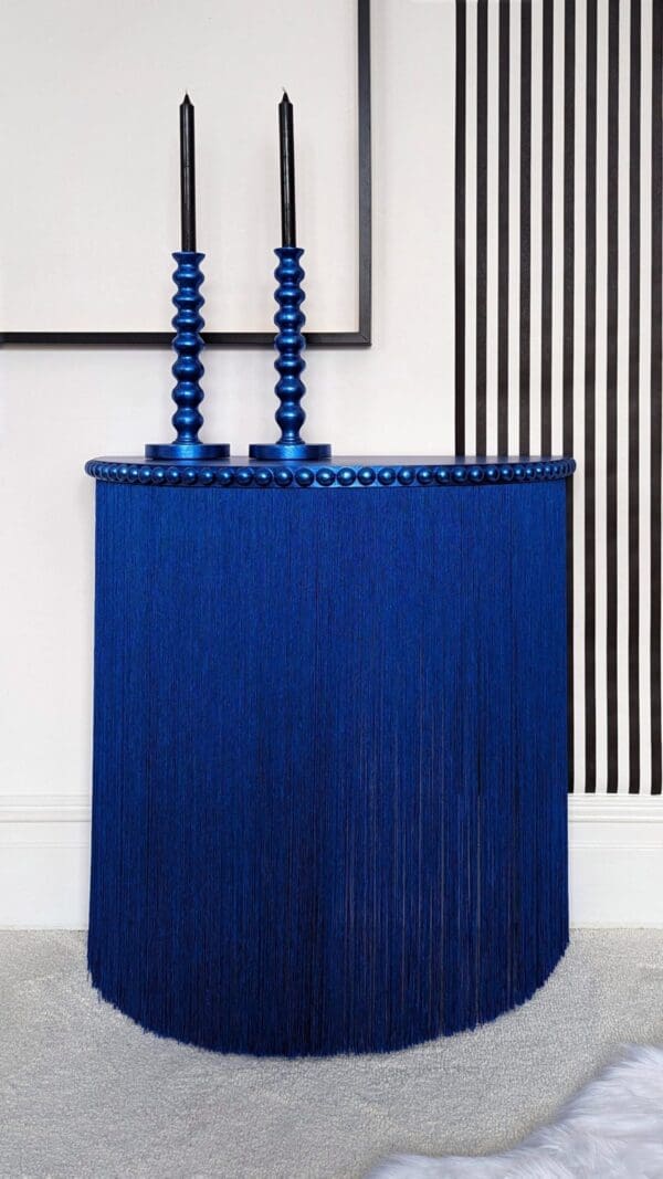 Delphine royal blue fringed console table