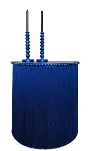 Delphine blue fringed console table cutout
