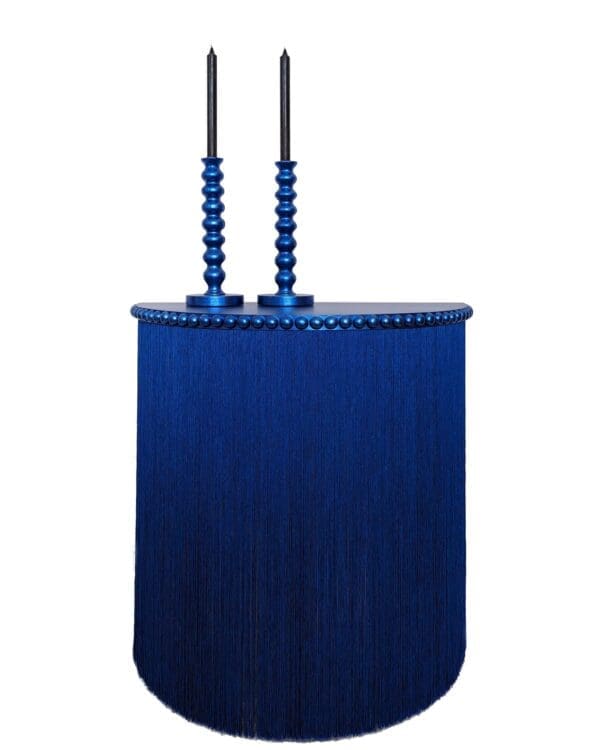 Delphine blue fringed console table cutout