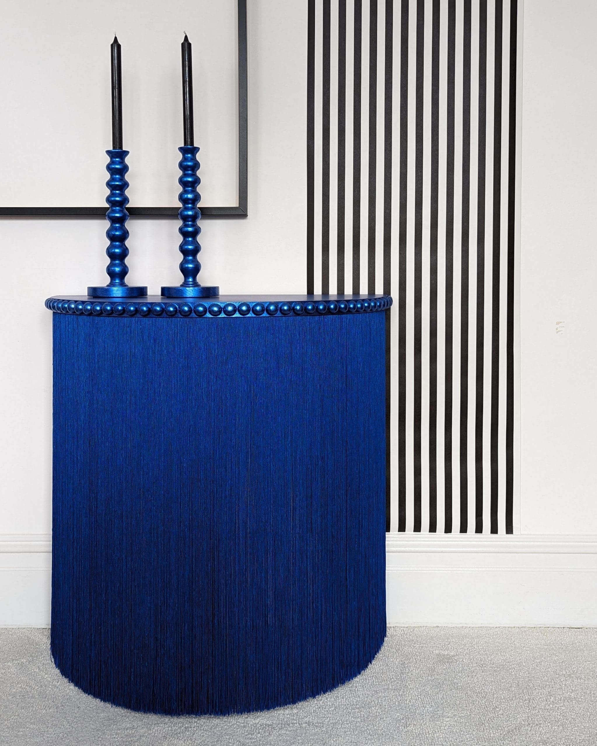 Delphine royal blue half moon console table