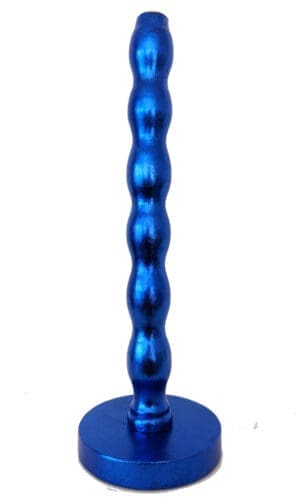 Artisan candlestick gilded in genuine royal blue dyed silver leaf