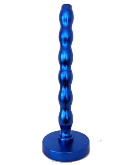 Artisan candlestick gilded in genuine royal blue dyed silver leaf