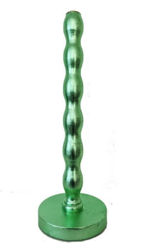 Artisan candlestick gilded in genuine mint green dyed silver leaf