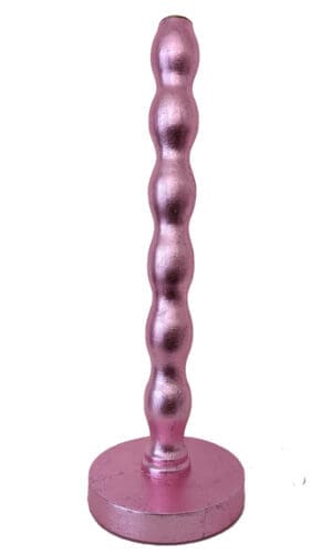 Artisan candlestick gilded in genuine candy pink dyed silver leaf