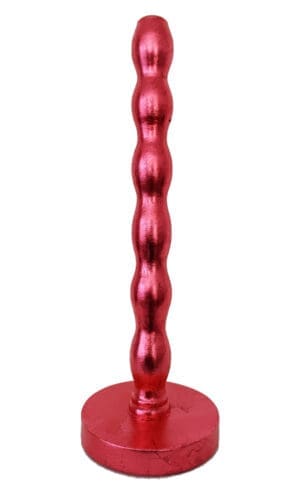 Artisan candlestick gilded in genuine red dyed silver leaf