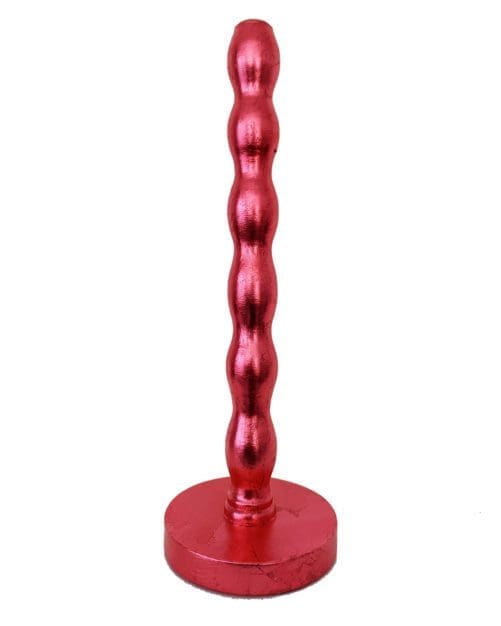 Artisan candlestick gilded in genuine red dyed silver leaf