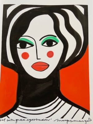 Painting of a woman with green eyeshadow