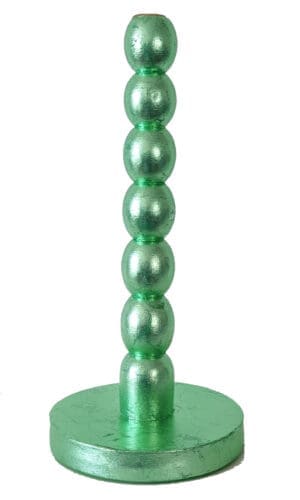 Artisan candlestick gilded in genuinemint green dyed silver leaf