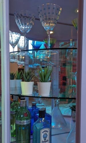 Inside of lilac drinks cabiet