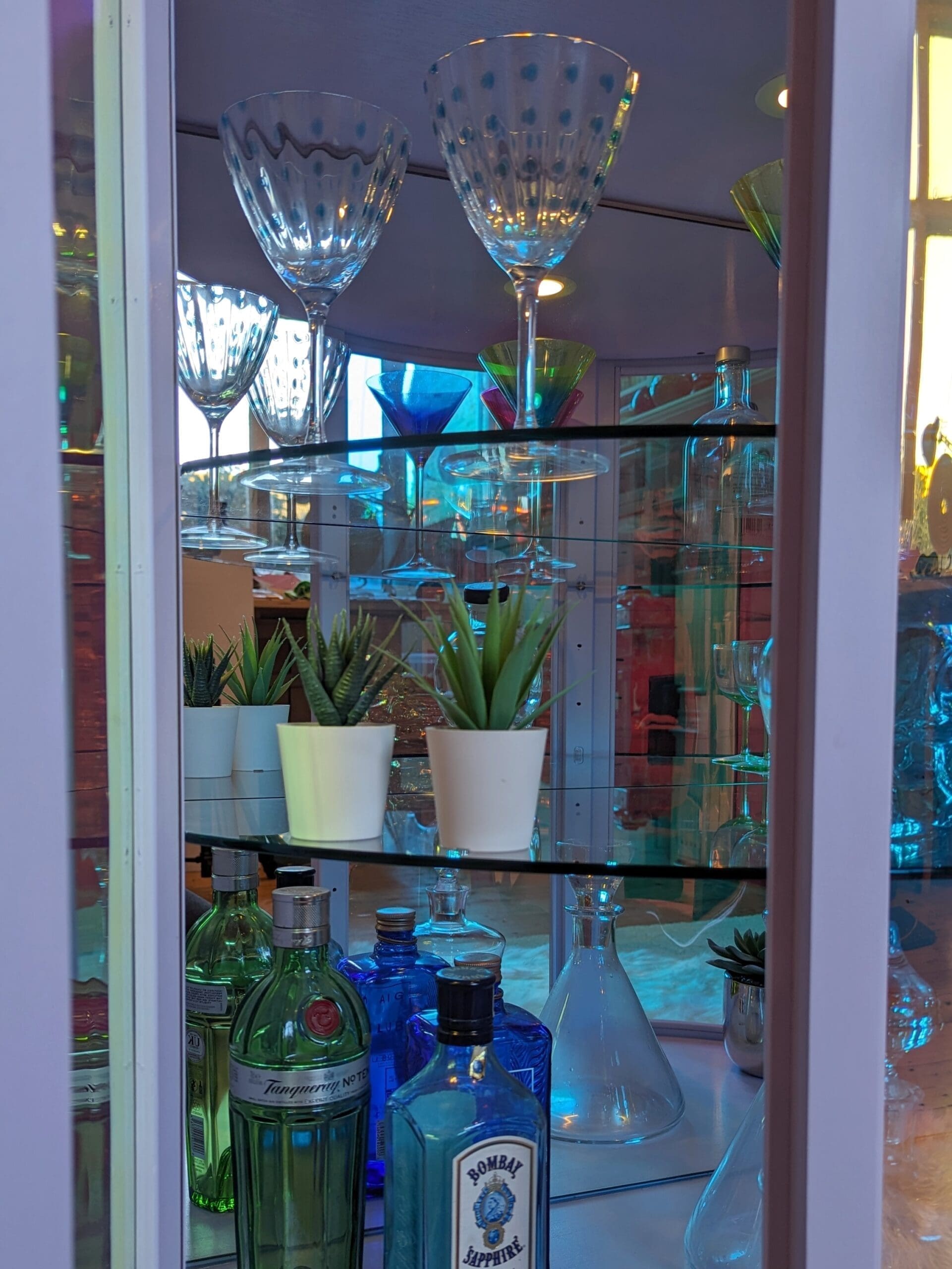 Inside of lilac drinks cabiet