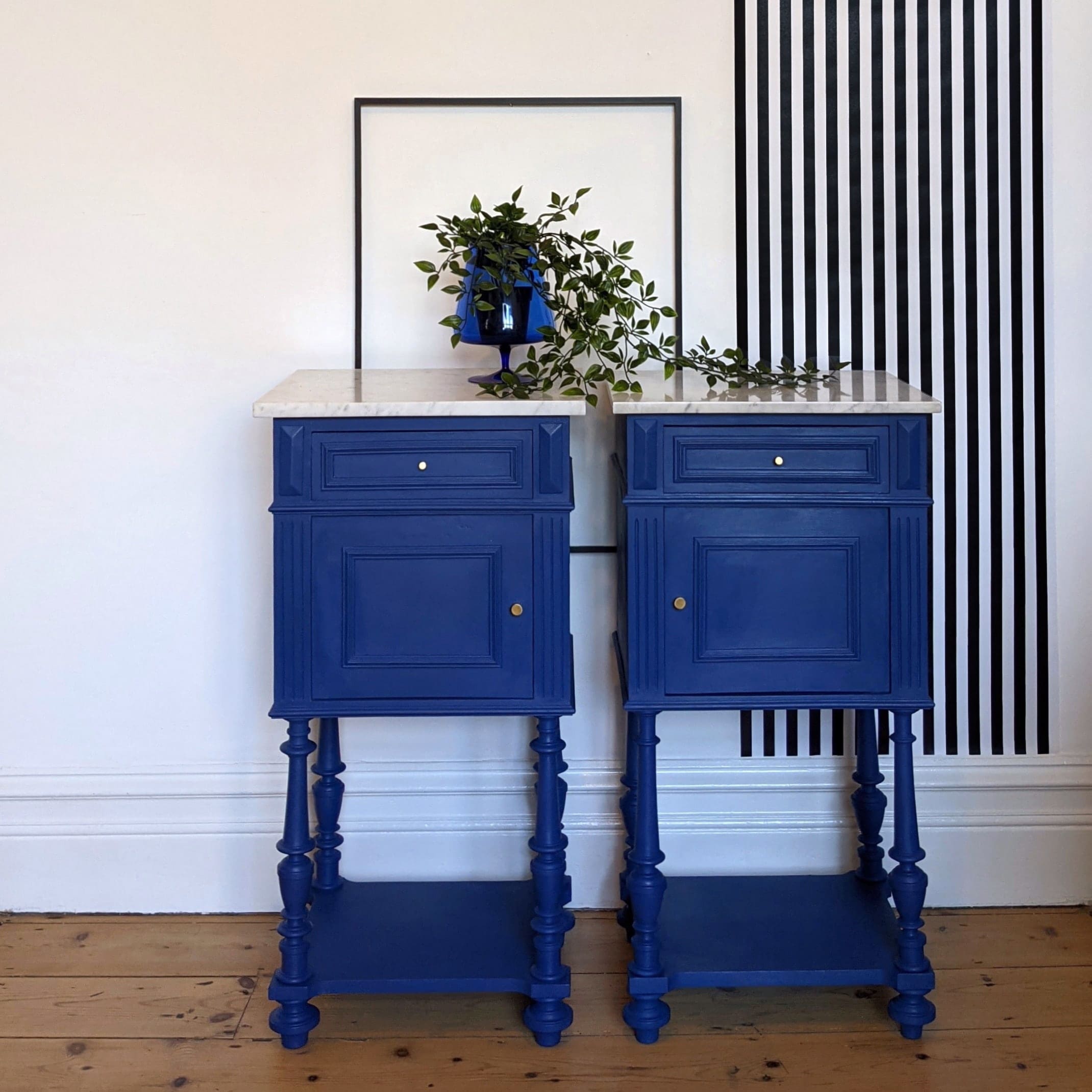 Blue bedside tables