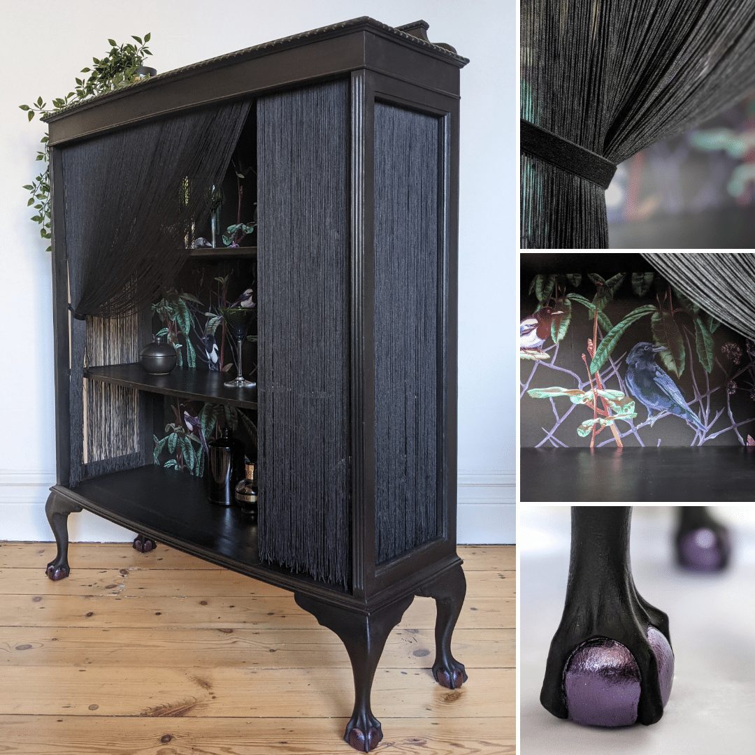 Nightshade black fringed display cabinet