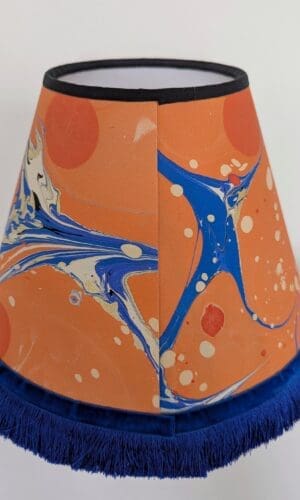orange & blue marble lampshade back view