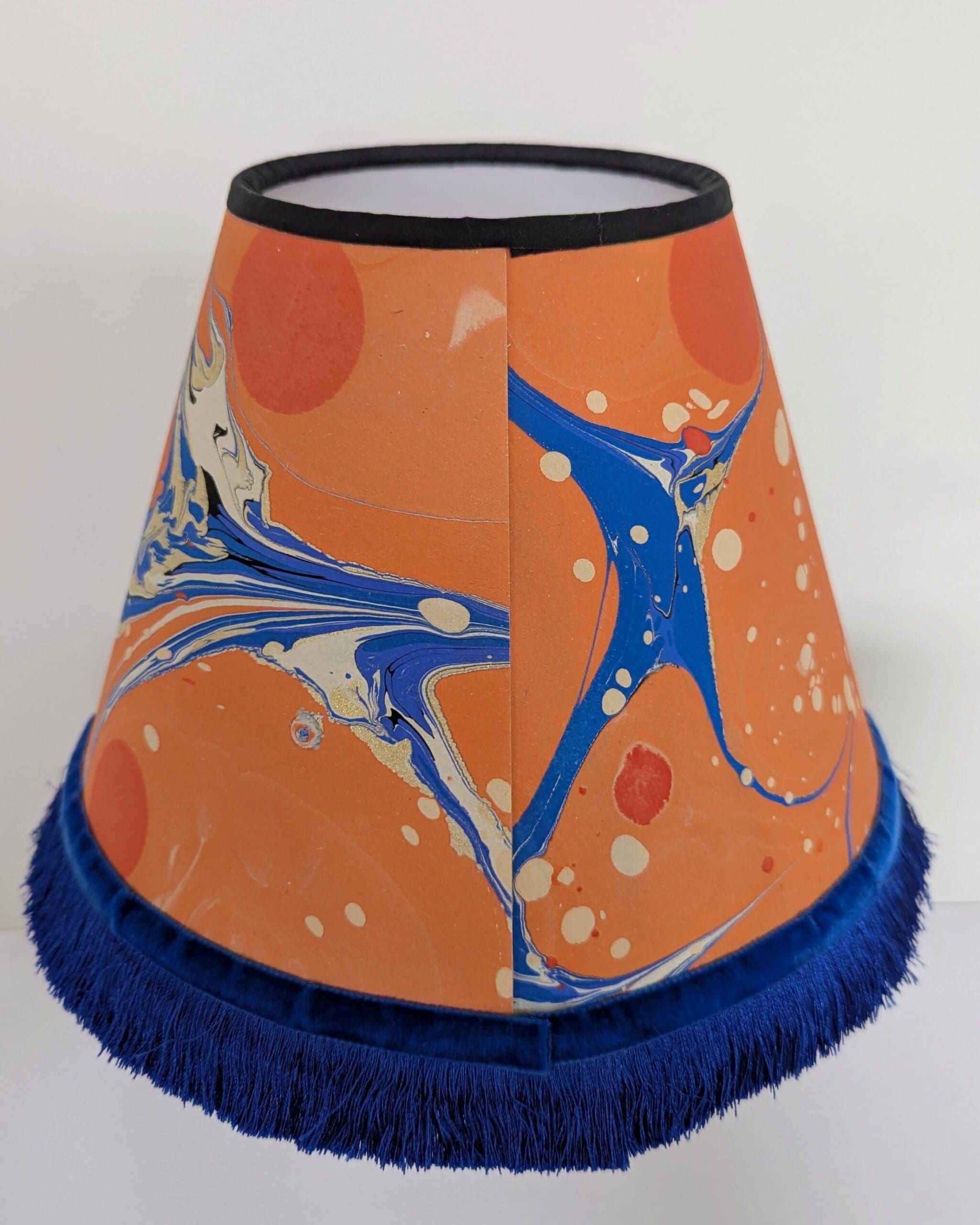 orange & blue marble lampshade back view