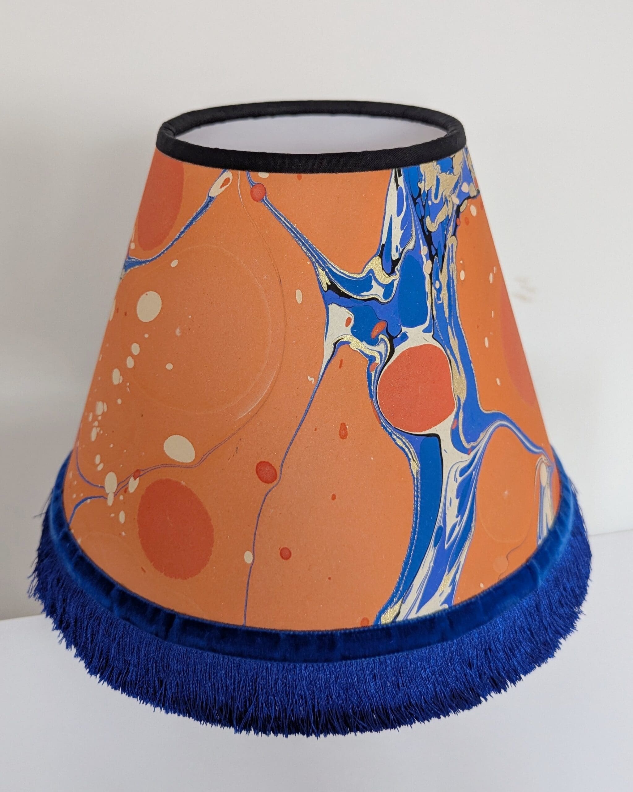 Handmade Orange & Blue Marbled Lampshade | Blue Ember - Image 6