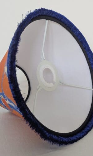 orange and blue marbled lampshade underside view