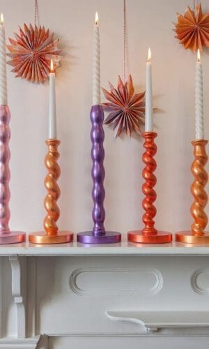 metallic candlesticks in a range of colours