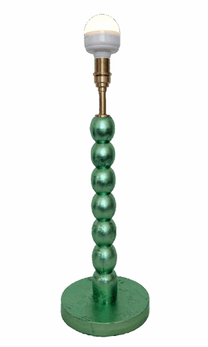 Handmade green cordless lamp with mint silver leaf finish with rechargable bulb