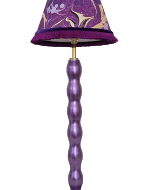 Gilded purple cordless lamp with marbled lampshade