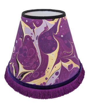 handmade purple marbled lampshade with purple fringing