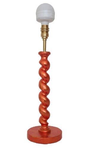 orange gilded barley twist cordless lamp with rechargeable LED bulb