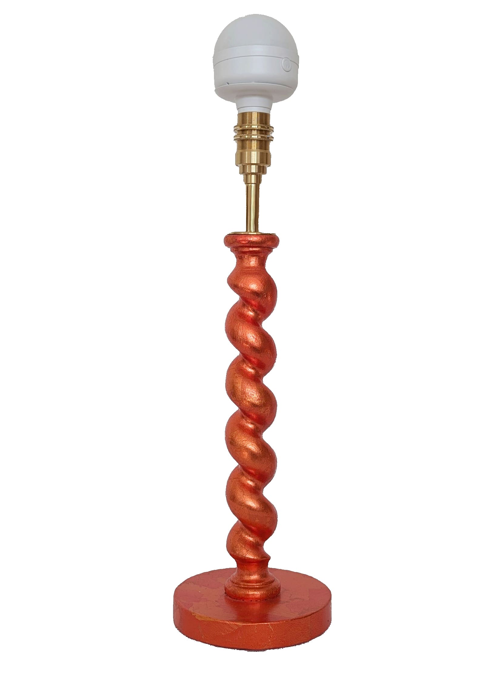 orange gilded barley twist cordless lamp with rechargeable LED bulb