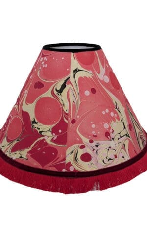 rear view of handmade red marbled paper lampshade