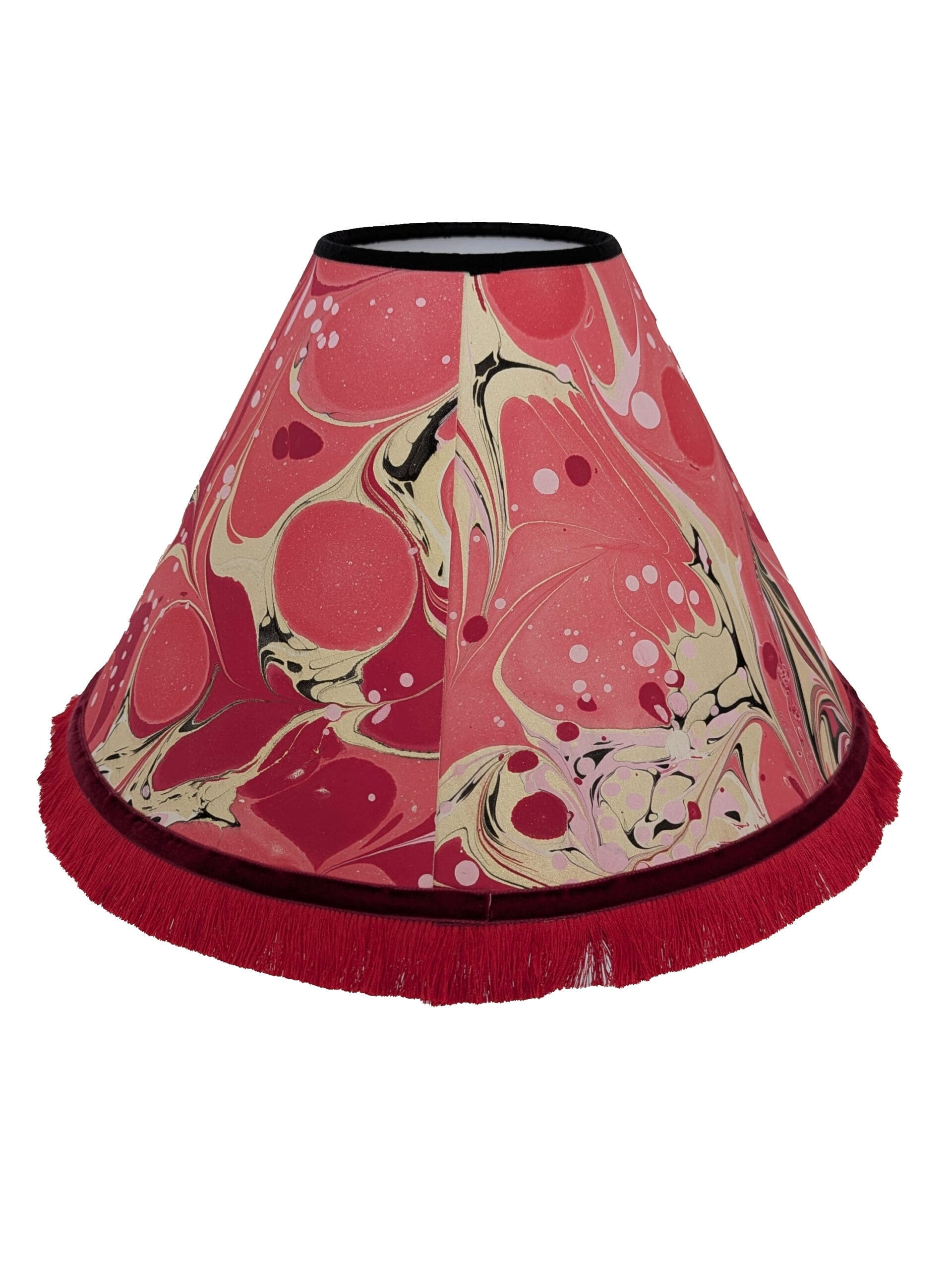 rear view of handmade red marbled paper lampshade