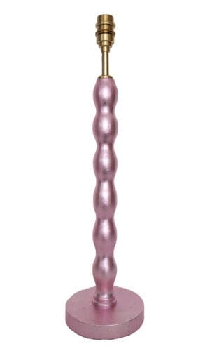 pink cordless lamp with brass bulb holder