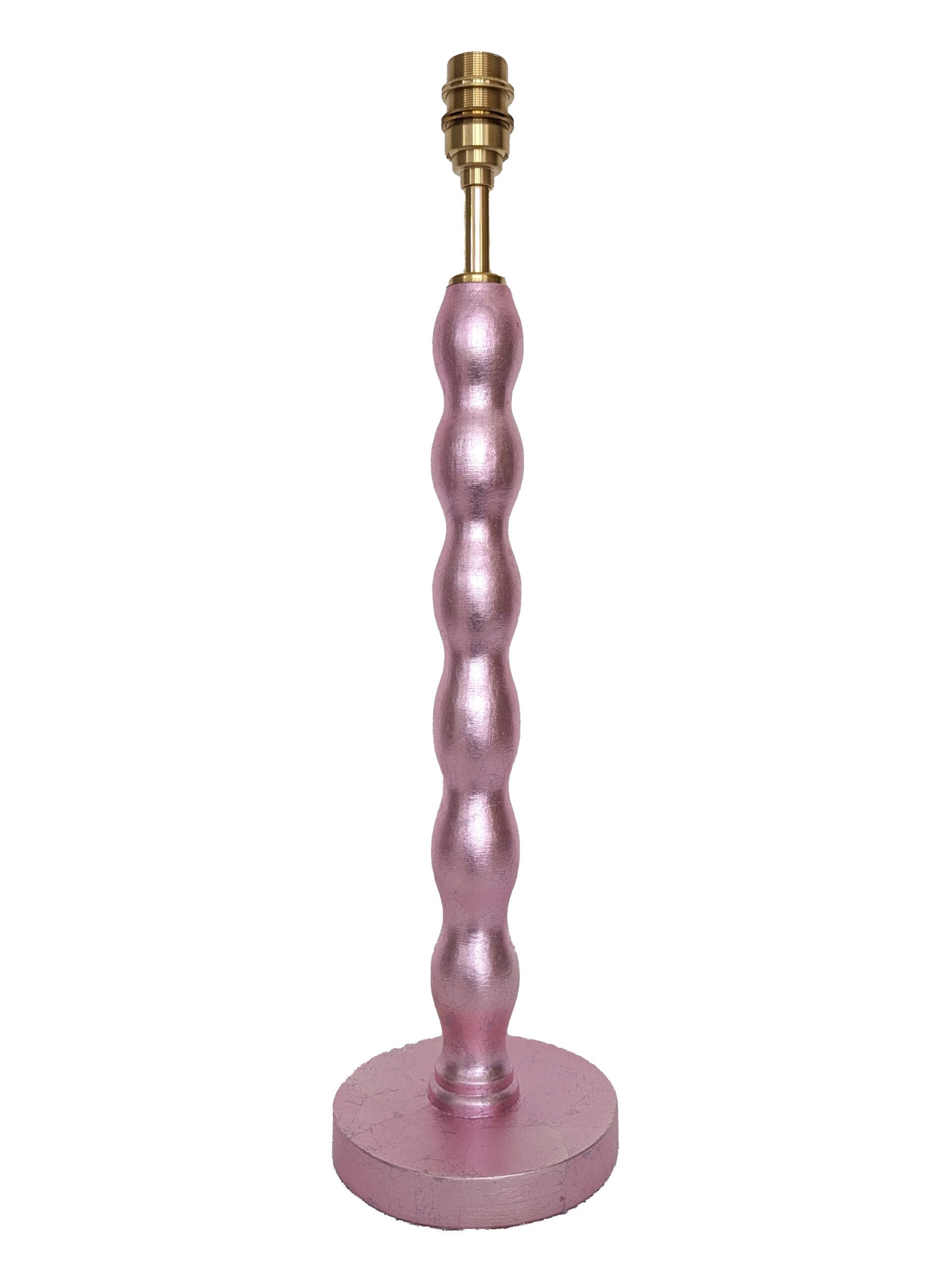 pink cordless lamp with brass bulb holder