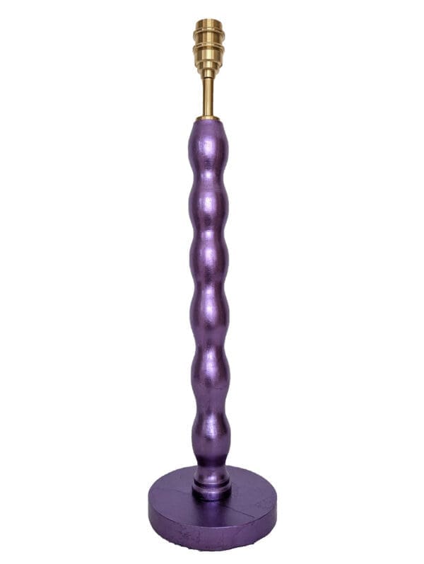 purple cordless lamp made from reclaimed wavy bobbin chair leg and gilded in genuine purple dyded silver leaf