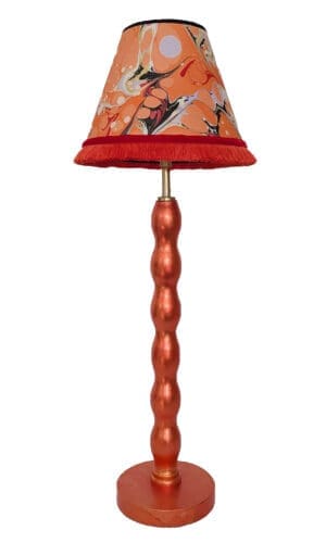 Orange Cordless Lamp Base | Silver Leaf