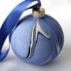 Blue marbled Christmas Bauble with blue ribbon