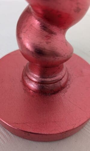 detail of base of gilded barleytwist red cordless lamp