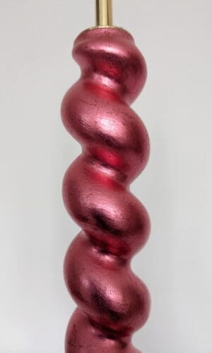 close up of barleytwist cordless lamp gilded in red silver leaf