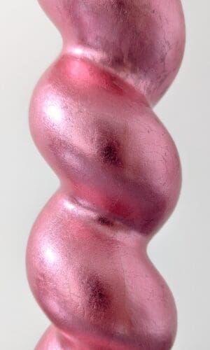 Close up of twist lamp gilded in genuine pink dyed real silver