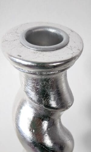 Top view of silver gilded barleytwist candlesticks
