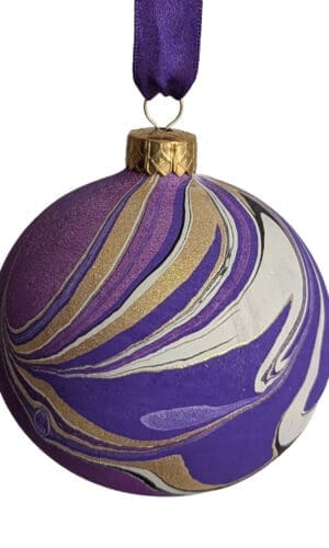 hand marbled purple bauble