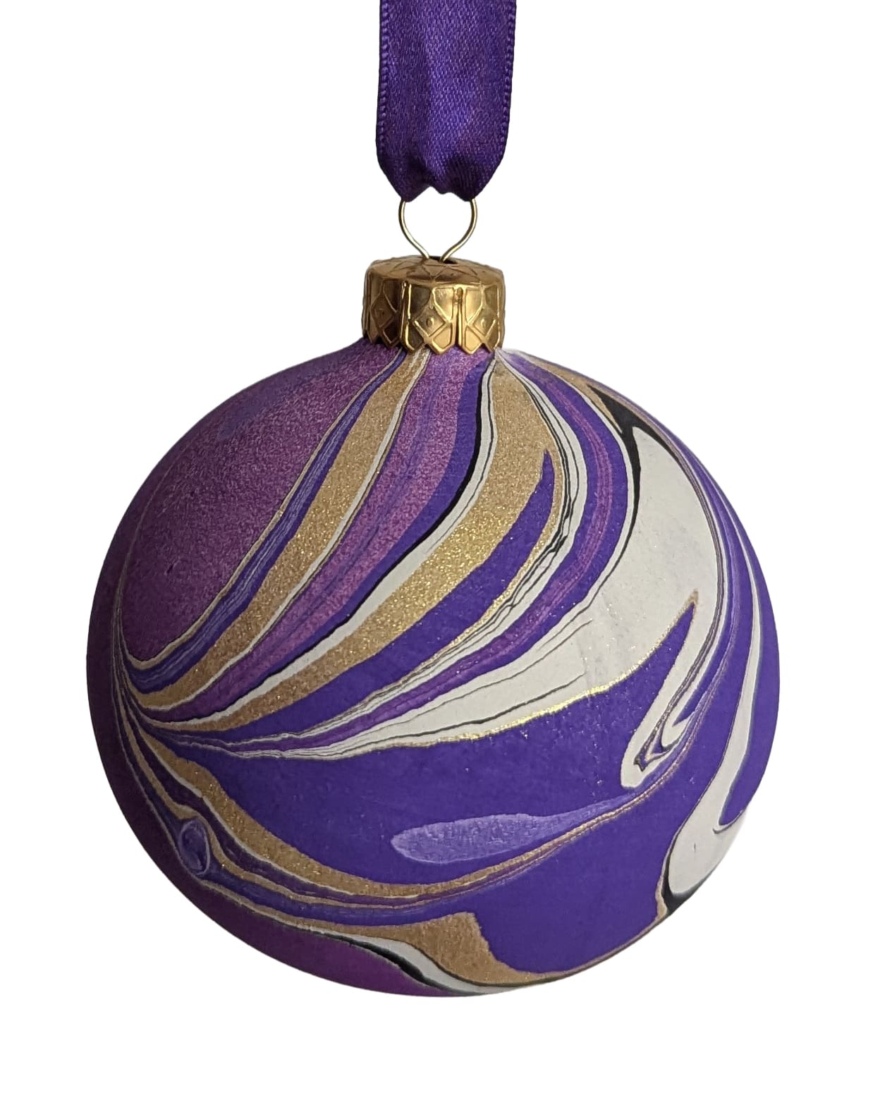 hand marbled purple bauble