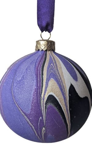 Purple, black and gold marbled Christmas bauble