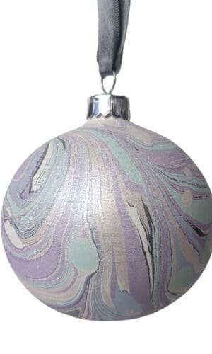 pearlescent pastel hand made marbled bauble