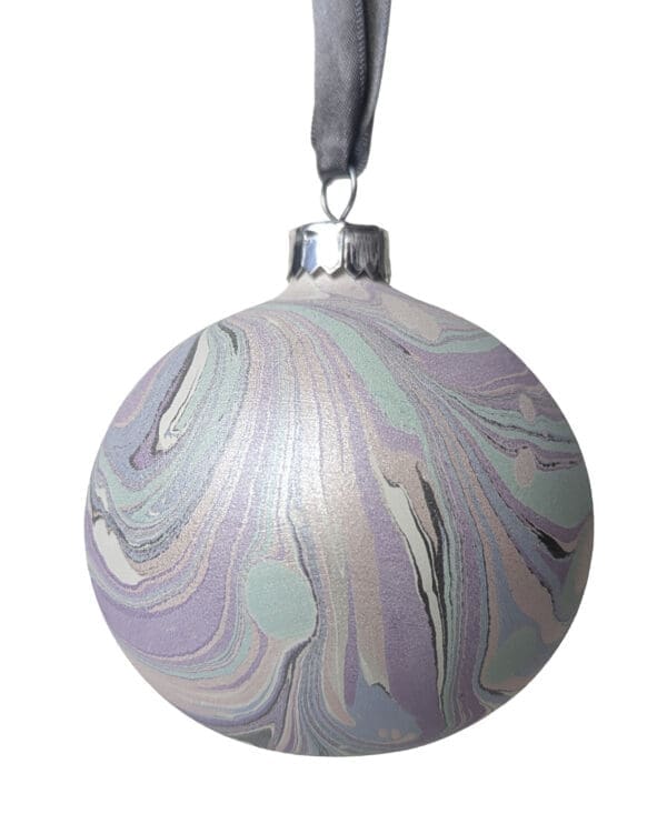 pearlescent pastel hand made marbled bauble