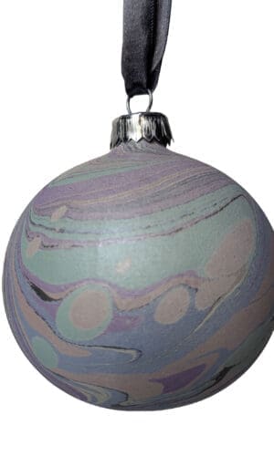 mint green, lilac, pink and blue marbled bauble