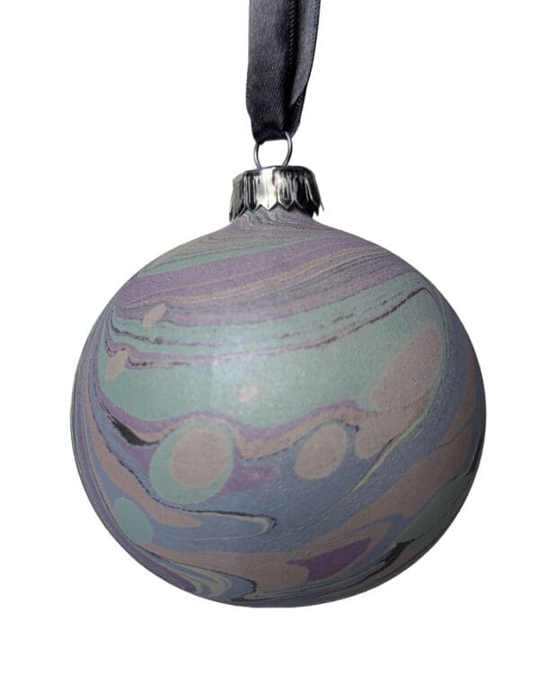 mint green, lilac, pink and blue marbled bauble