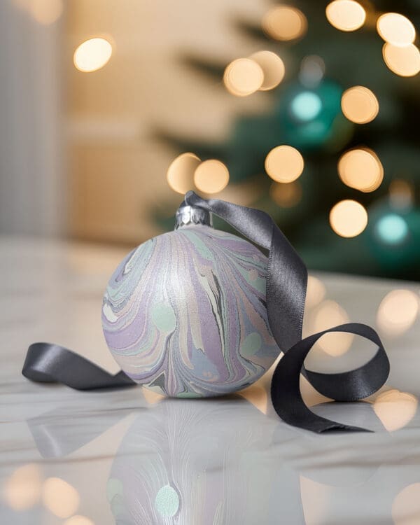 Luxury Marbled Christmas Bauble | Winter Pearl - Image 7