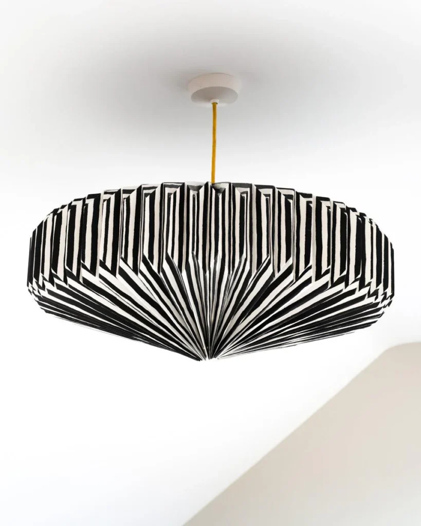 Aarven black and white striped paper lampshade